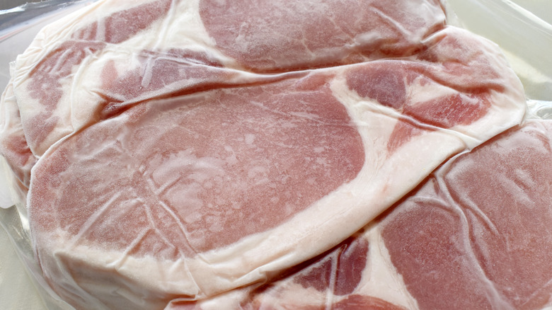 frozen bacon in sealed bags