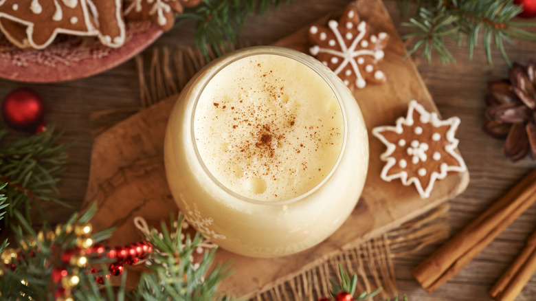 Top-down shot of eggnog