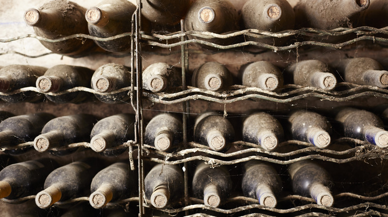 Dusty bottles of wine
