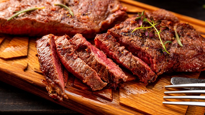 sliced grilled steaks