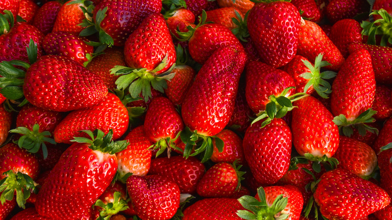 Close up of fresh ripe strawberries