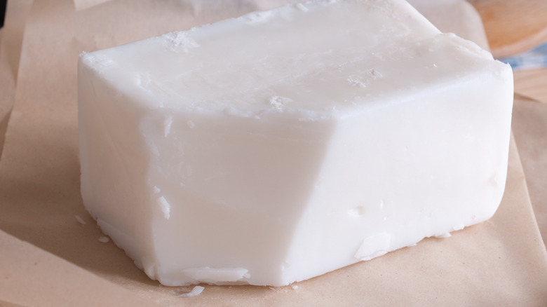 Rendered beef tallow on wax paper
