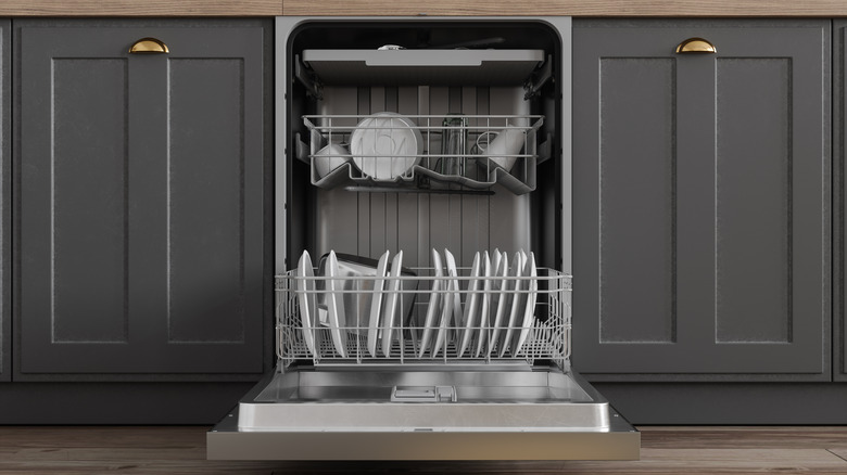 View of open dishwasher