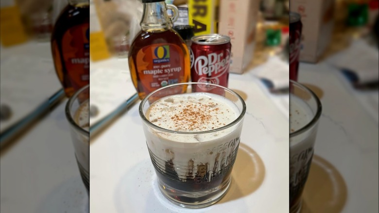 Salted maple whipped Dr Pepper drink