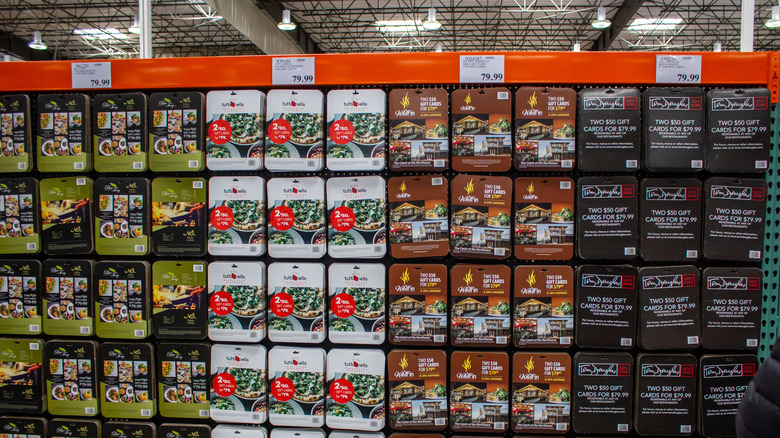 rack of Costco gift cards