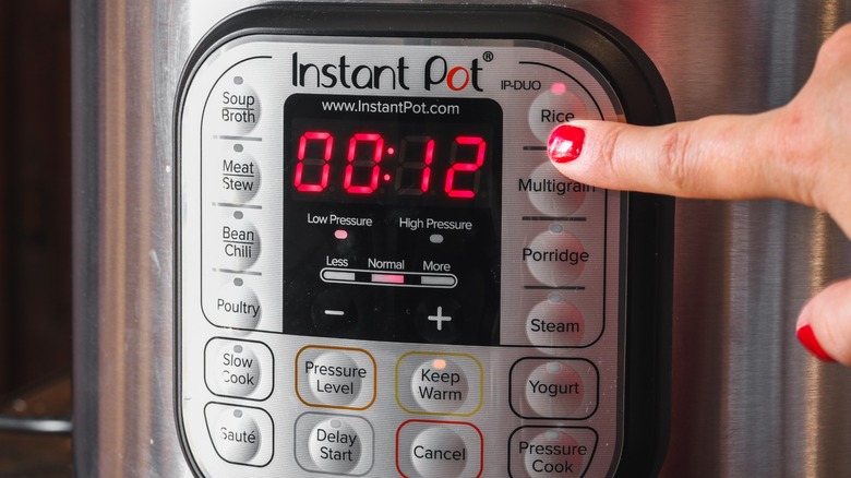 Close-up of the Instant Pot's control panel.