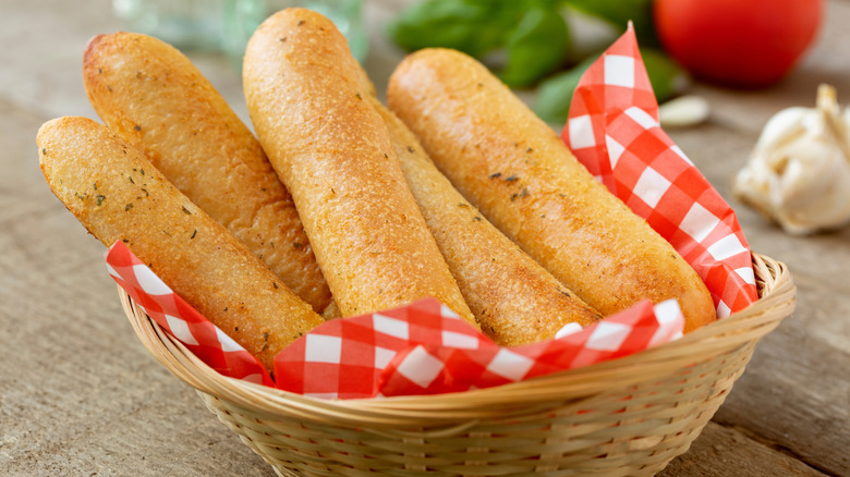 A basket of breadsticks