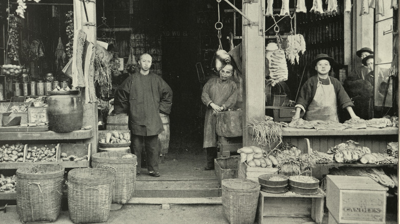 Butcher shop, San Francisco, 1885