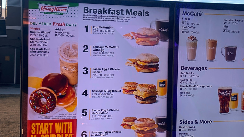McDonald's breakfast menu sign in a drive-thru