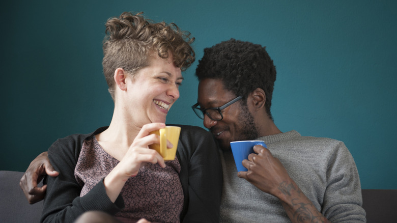 A couple drinking tea