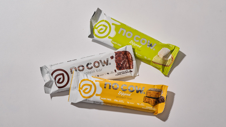 No Cow protein bars on a table