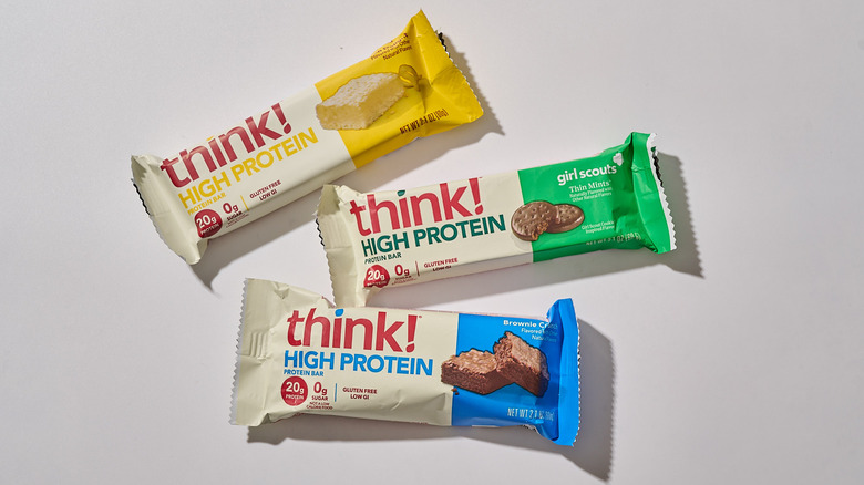 Think! Protein bars on a table