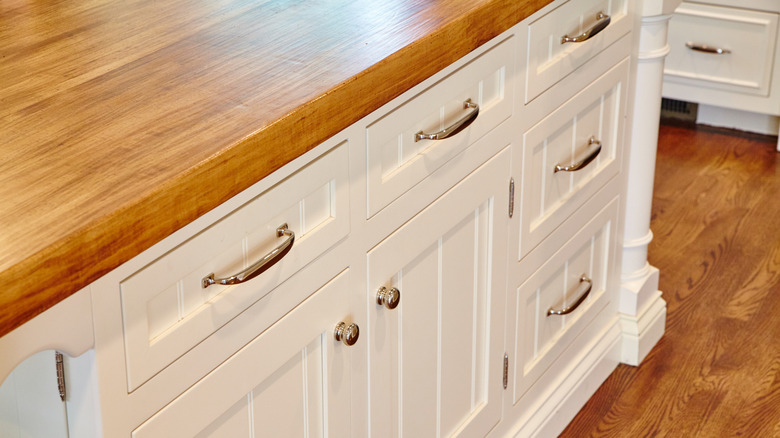 Cabinet with silver pulls