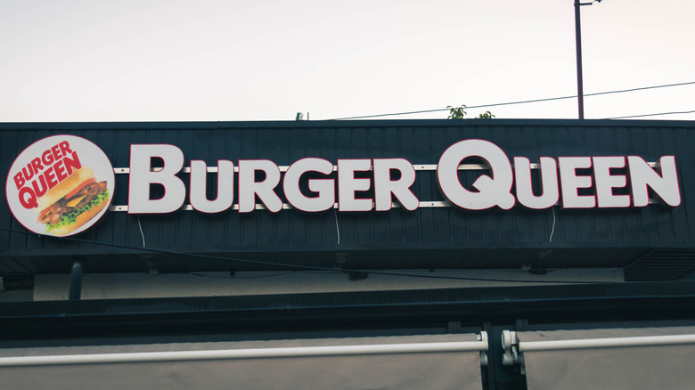 Burger Queen restaurant logo on restaurant exterior