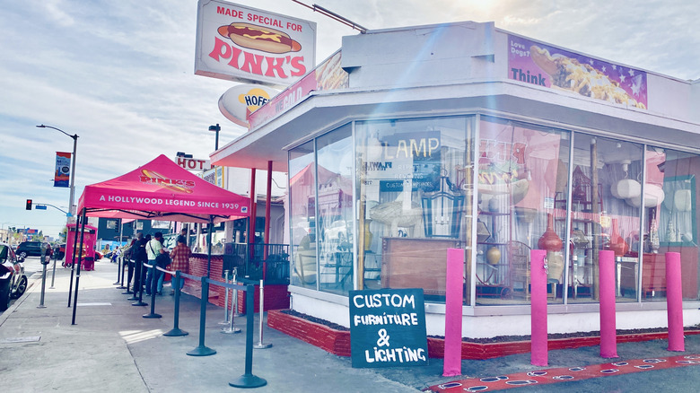 Pink's Hot Dogs and antique shop next door in Los Angeles
