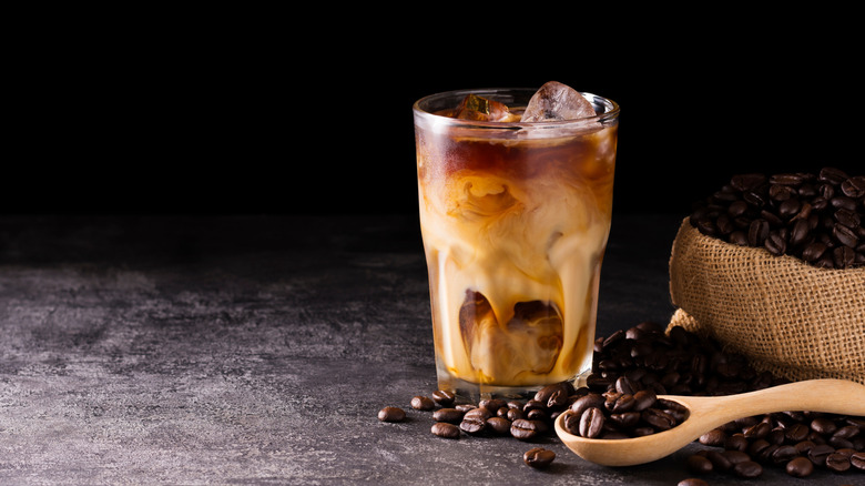 A glass of iced coffee