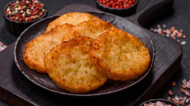 hash browns with spices and seasonings in the background
