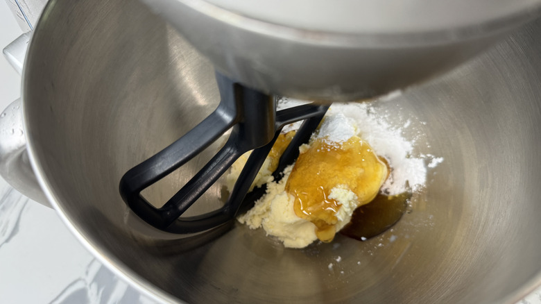 Honey butter ingredients in mixing bowl