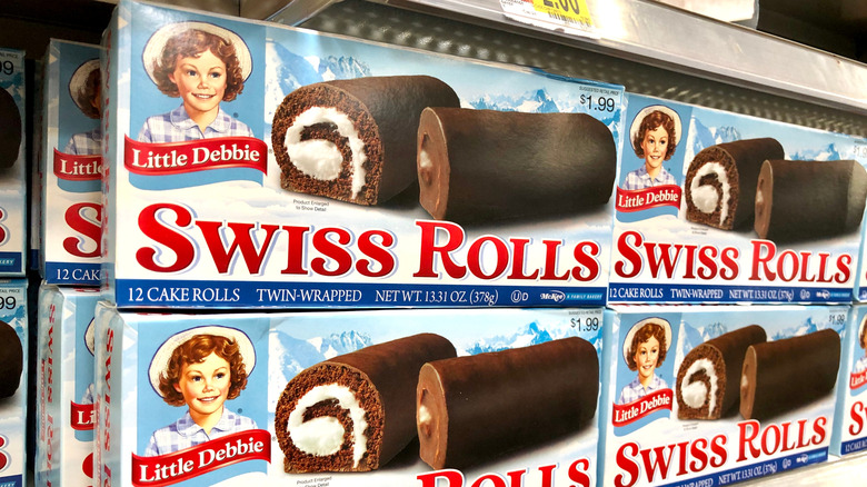 Boxes of Little Debbie Swiss Rolls