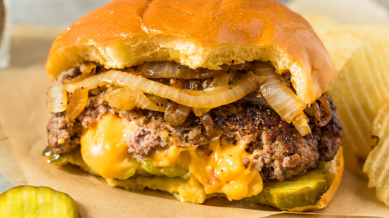Homemade Juicy Lucy burger