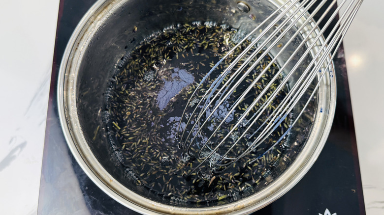Butterfly pea powder in lavender syrup