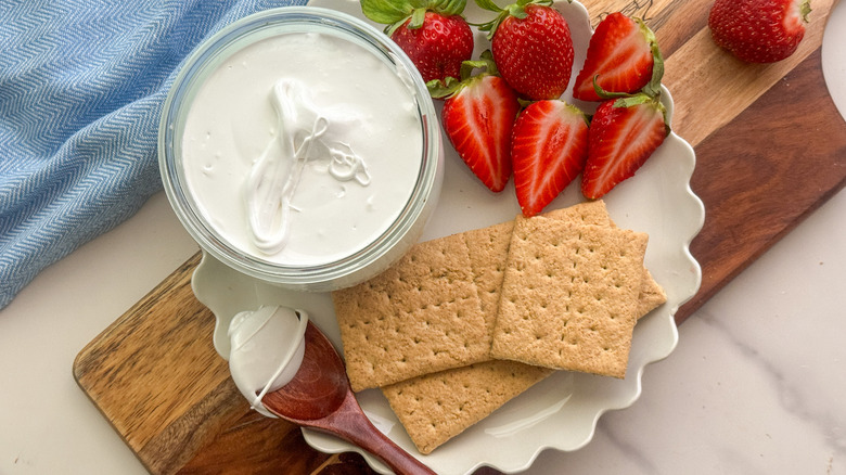 jar of fluff with fruit
