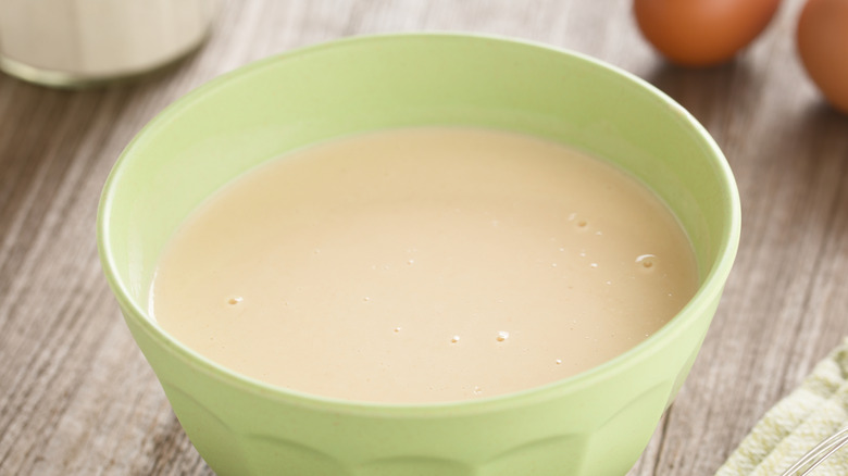 batter in light lime green bowl