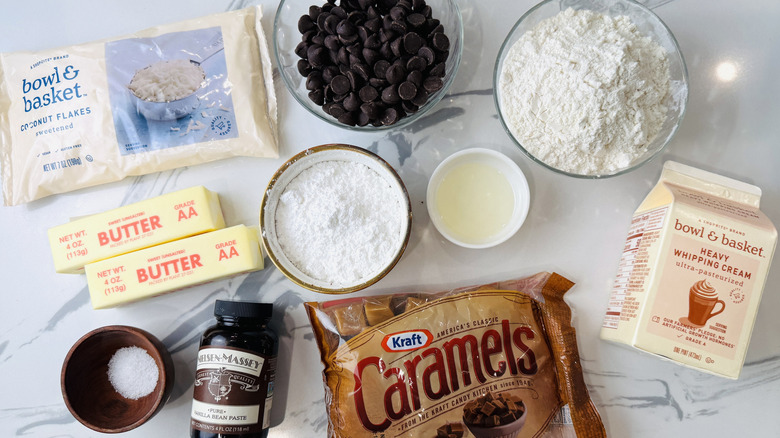 Ingredients for homemade Samoa Girl Scout cookies