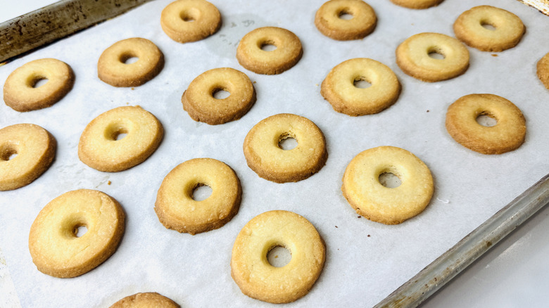Cookies baked until golden on baking sheet