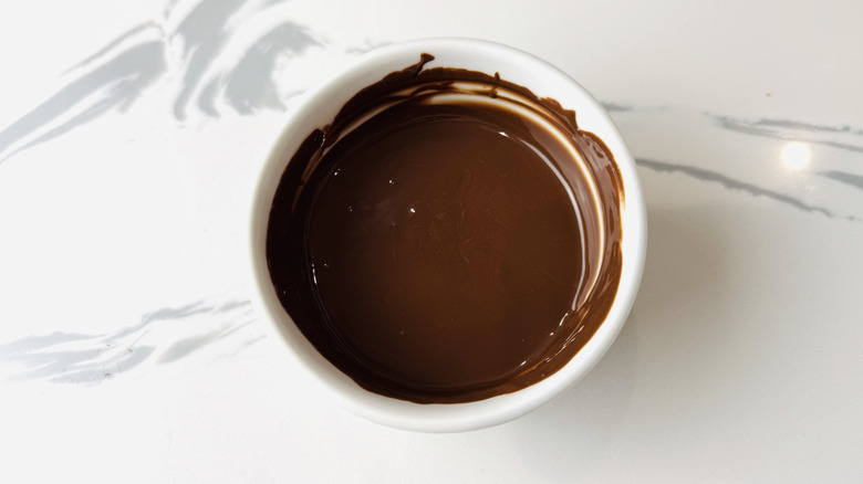 Melted chocolate in ramekin