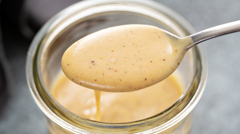 creamy honey mustard in a jar