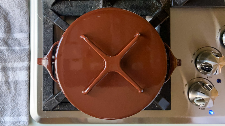 Covered pot on stove top