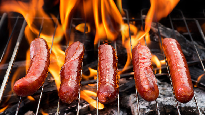 Hot dogs on the grill