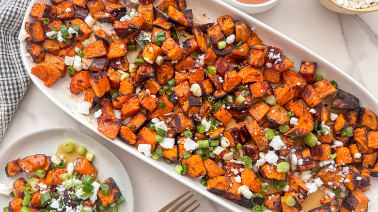 platter and plate of sweet potatoes