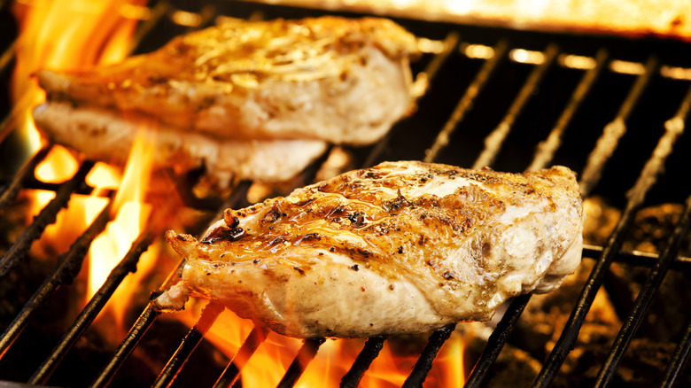 chicken on grill.
