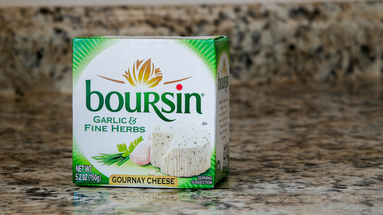 box of boursin cheese on a counter