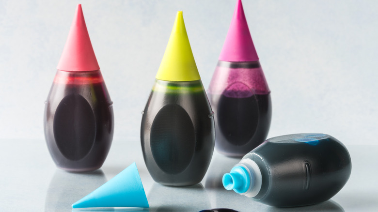 bottles of food coloring
