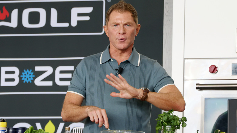 Bobby Flay giving a cooking demonstration