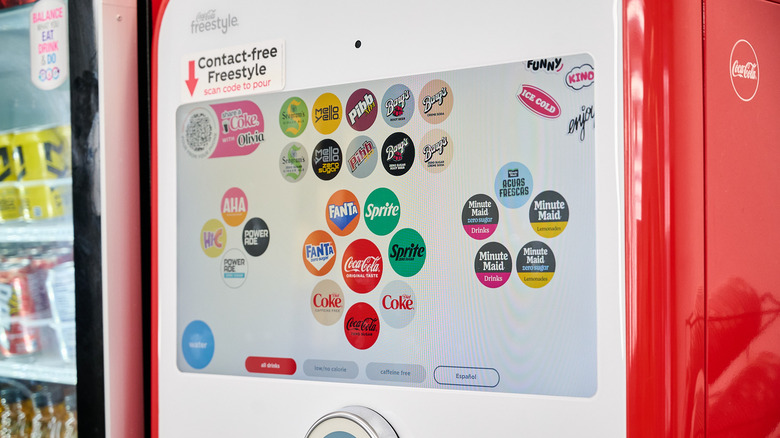 Coke Freestyle screen showing beverage choices