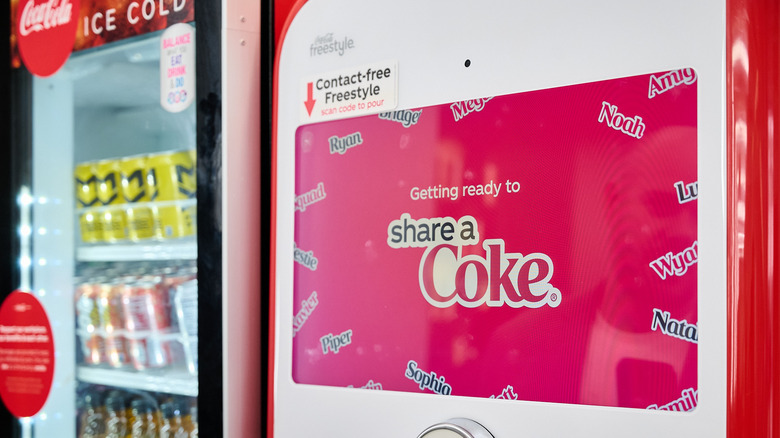 Coke Freestyle machine with Share a Coke display