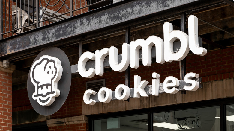 Crumbl Cookies entrance sign