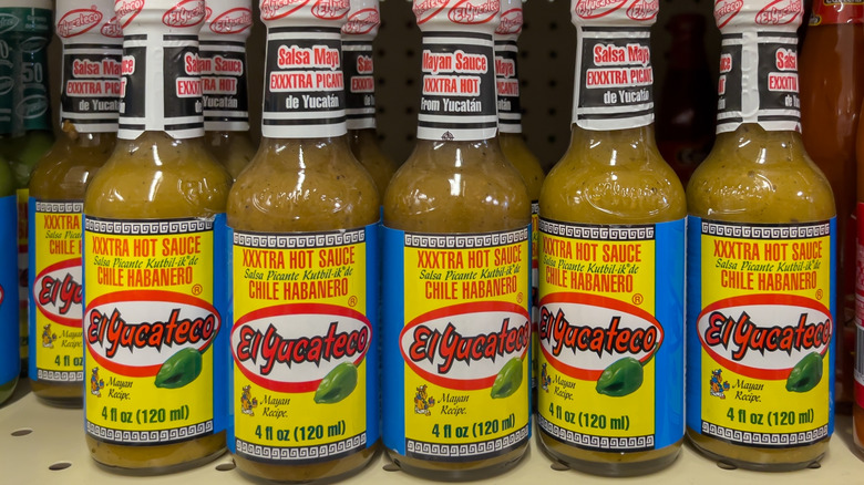 El Yucateco bottles on a shelf
