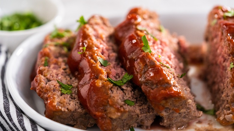Meatloaf on a platter 