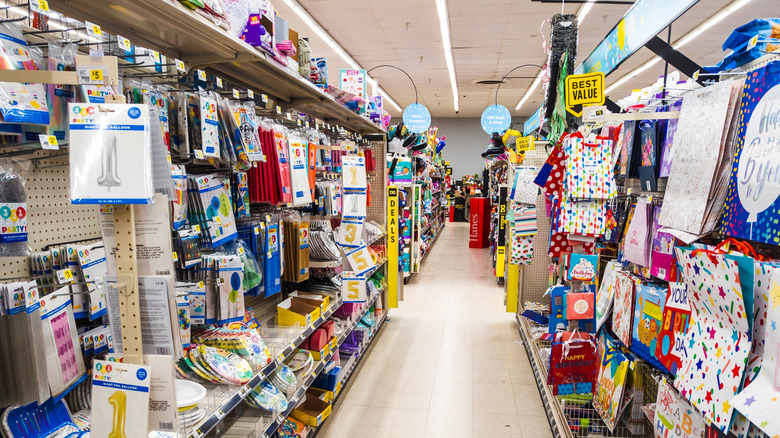 Party aisle of a Dollar General store.