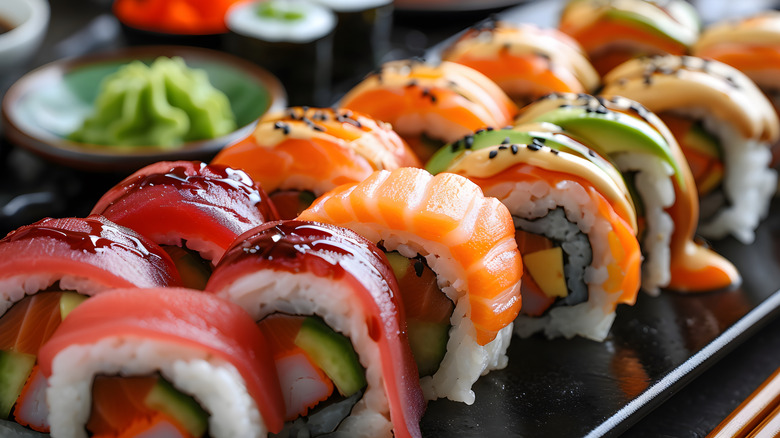 Assorted maki sushi rolls