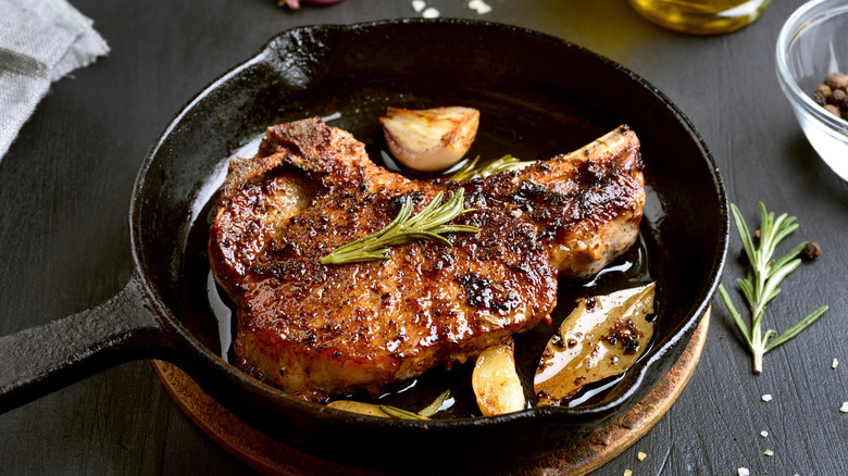 Pan-seared T-bone steak