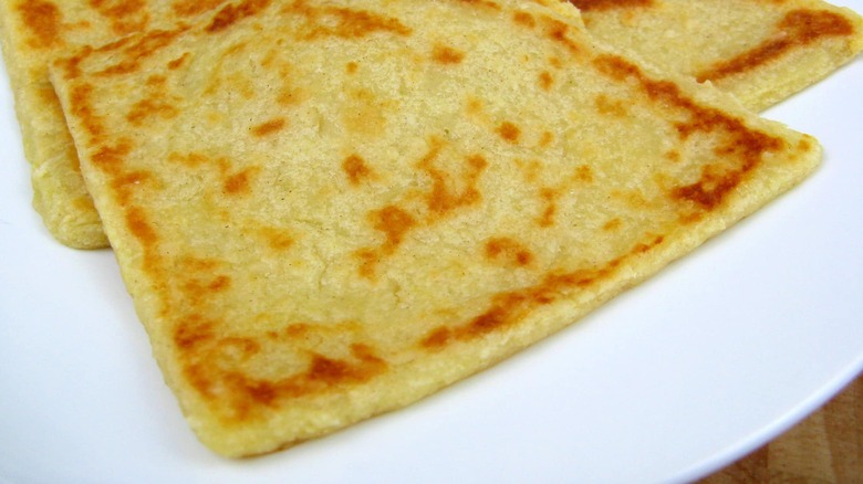 Potato scones on a white plate