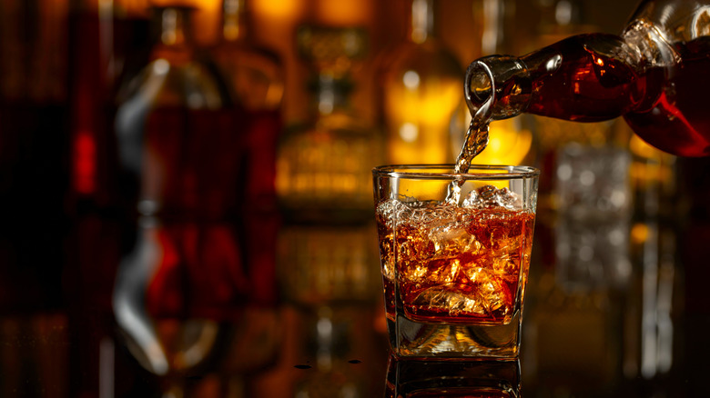 bourbon poured into glass