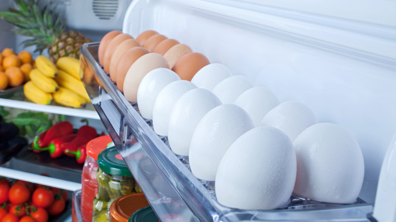 Eggs in refrigerator shelf