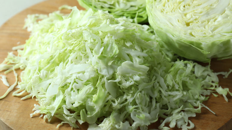 Freshly shredded cabbage